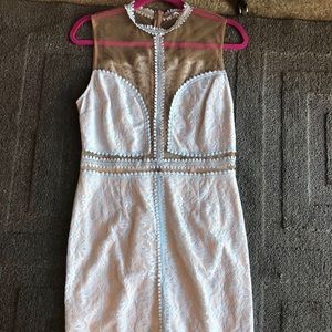 Baby Blue, White, Mesh dress